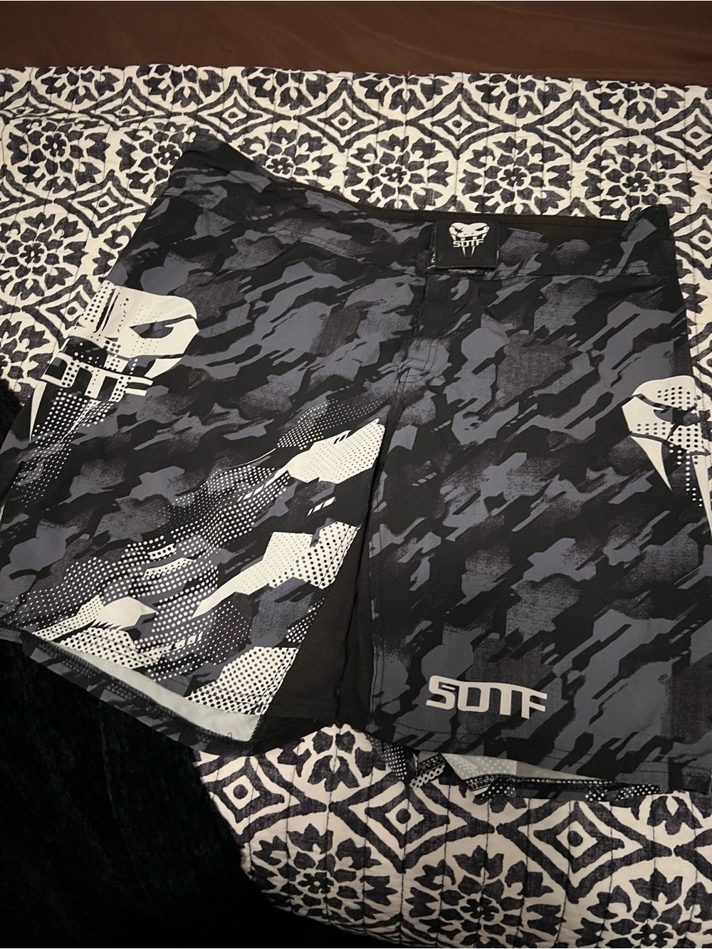 Venum Men's Black & Gray Camo MMA Performance Shorts